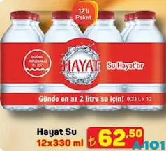 HAYAT SU 12X330 ML fiyat ve kampanya bilgisi